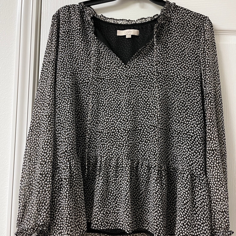 LOFT Black & White Blouse